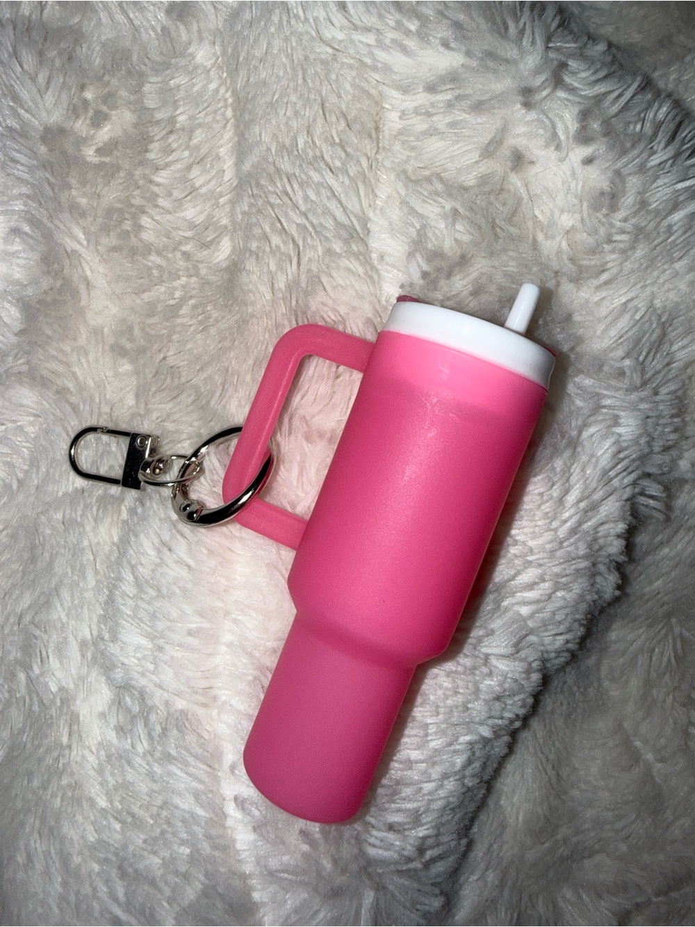 Pink Silicone Tumbler Keychain with Straw - Home Party Supplies